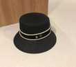 Chanel Camellia And Interlocking C Logo In Band Bucket Hat In Black