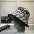 Celine Embroidery Triomphe And Typography Bucket Hat In Blue Black