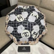 Chanel Camellia And Cc Logo Black Umbrella