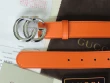 Gucci Orange Leather Belt With Shiny Silver-toned Double G Buckle