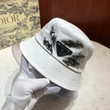 Prada Lightning Bolt Crystal Embellished Bucket Hat In White