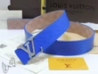 Louis Vuitton Blue Monogram Empreinte Leather Belt With Lv Initiales Engraved Silver Buckle