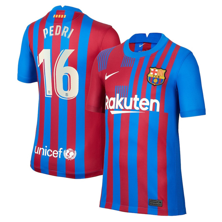 Pedri Barcelona Youth 2021/22 Home Stadium Breathe Player Jersey - Blue