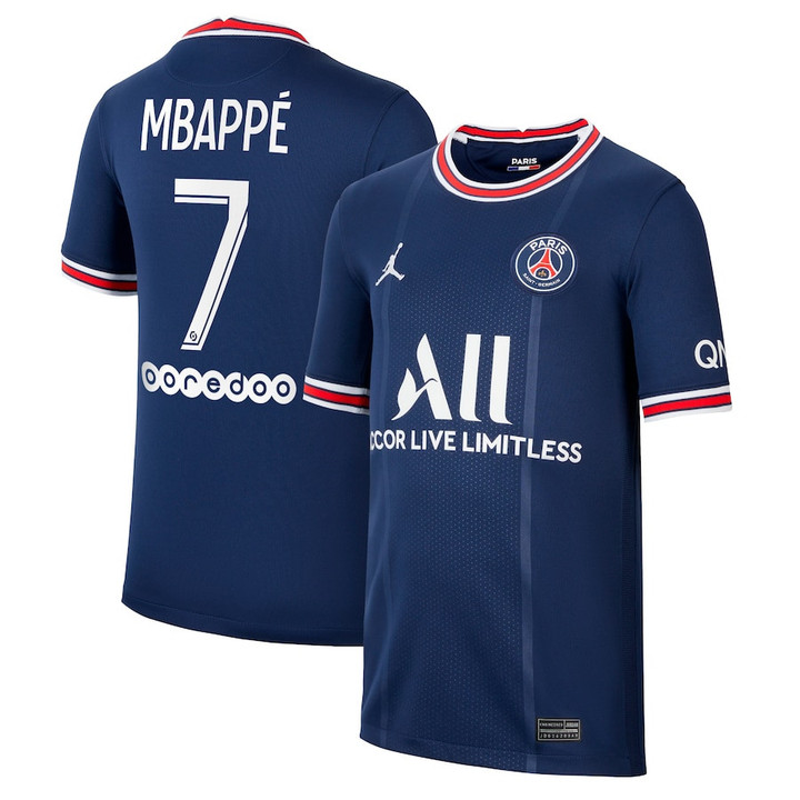 Kylian Mbapp? Paris Saint-Germain Jordan Brand Youth 2021/22 Home Breathe Stadium Player Jersey - Blue