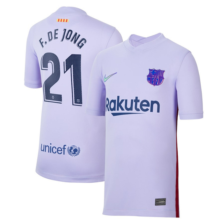 Frenkie de Jong Barcelona Youth 2021/22 Away Stadium Player Jersey - Purple