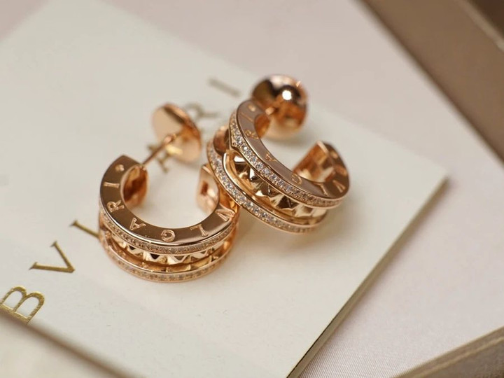 Bulgari Rose Gold Diamonds On The Edges B.zero1 Rock Earrings