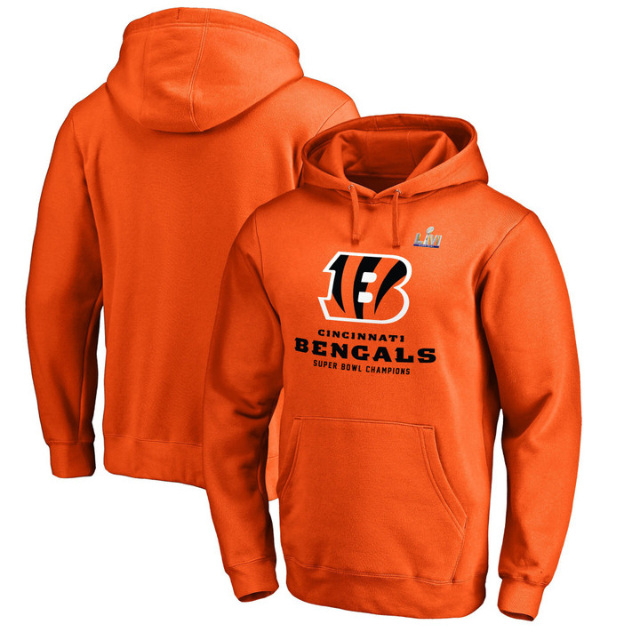 Cincinnati Bengals Super Bowl LVI Champions Logo Team Orange Pullover Hoodie