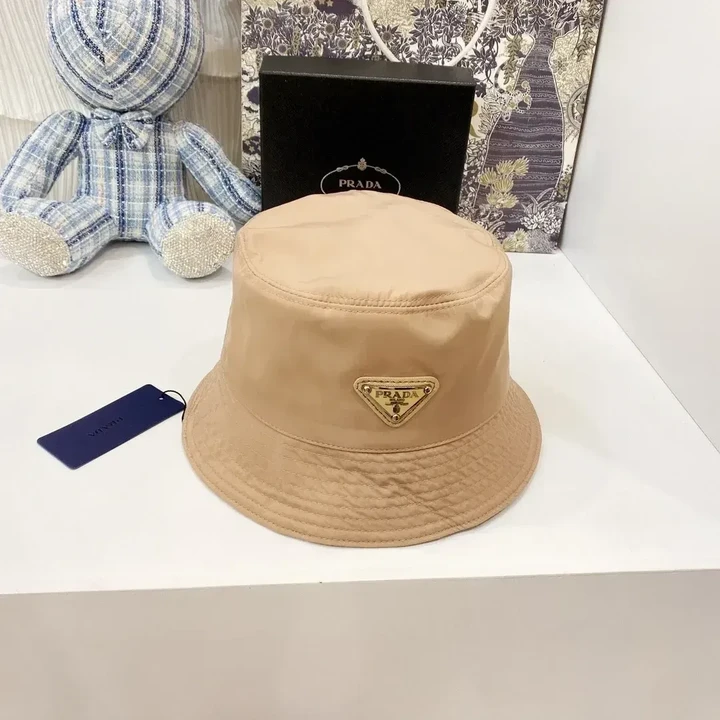 Prada Street Style Bucket Hat In Beige
