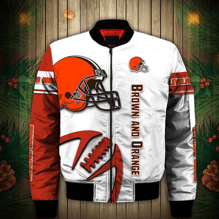 Cleveland Browns White 3d Printed Unisex Bomber Jacket
