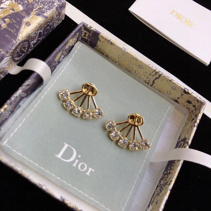 Dior Fan Of White Crystals Petit Cd Earrings
