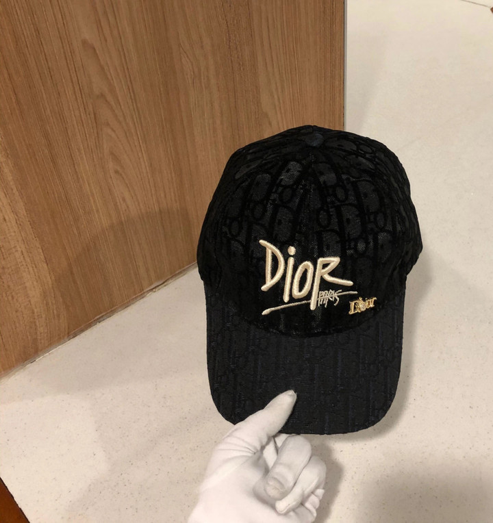 Christian Dior Paris Signature Mesh Baseball Cap In All Black