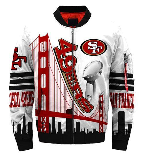 San Francisco 49ers Bomber Jacket Red And White