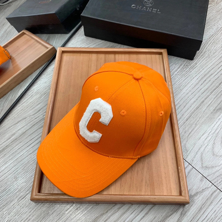 Chanel Letter C Baseball Hat In Orange