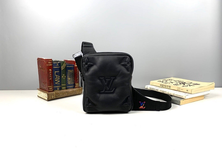 Louis Vuitton Asymmetrical Sling Bag Monogram Embossed Black