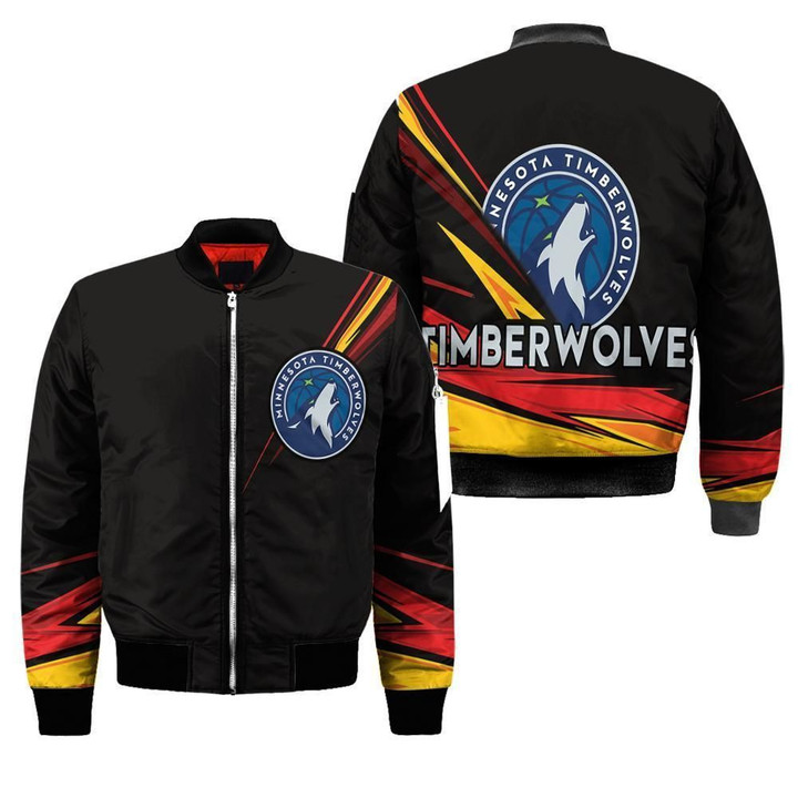 Minnesota Timberwolves Black 3d Printed Unisex Bomber Jacket