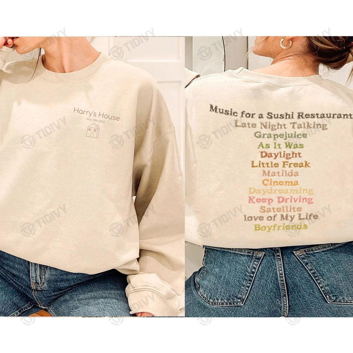 Harry House Track List Music For A Sushi Restaurant Harry Styles Love On Tour 2022 Harry'S House Two Sided Graphic Unisex T Shirt, Sweatshirt, Hoodie Size S - 5XL