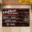 Horror Custom Name Three Four Better Lock The Door Freddy Krueger A Nightmare On Elm Street Halloween Movie Doormat