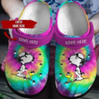 Rainbow Snoopy Cute Custom Name Snoopy and Charlie Brown The Peanuts Movie Snoopy Characters Crocs Classic Clog
