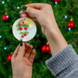 80s Inspired Strawberry Shortcake Cartoon Merry Christmas Holiday Christmas Tree Xmas Gift Santa Claus Ceramic Circle Ornament
