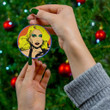 Lady Gaga Merry Christmas Holiday Christmas Tree Xmas Gift Santa Claus Ceramic Circle Ornament
