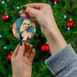 Lady Gaga Merry Christmas Holiday Christmas Tree Xmas Gift Santa Claus Ceramic Circle Ornament