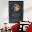 House Targaryen House of The Dragon Fire and Blood Game Of Thrones Wall Art Print Poster