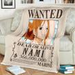 Wanted Dead Or ALive NAmi Straw Hat Pirates Member One Piece Manga Anime Cozy Fleece Blanket Sherpa Blanket