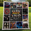 Kiss Rock Band Album Cover Kiss Band Member Signature Merry Christmas Xmas Gift Premium Quilt Blanket Size Throw, Twin, Queen, King, Super King