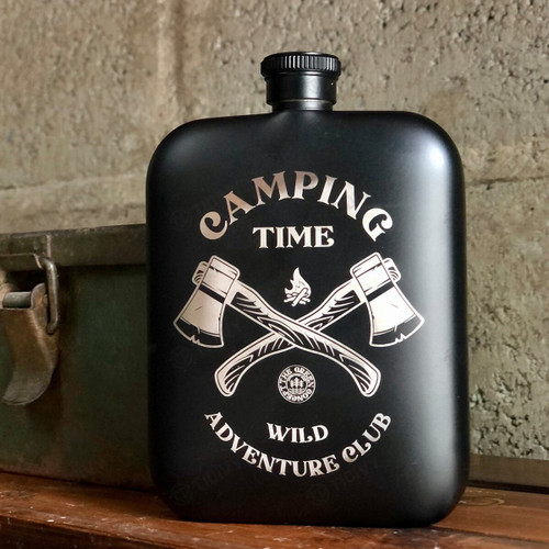 Camping Black Time Hip Flask