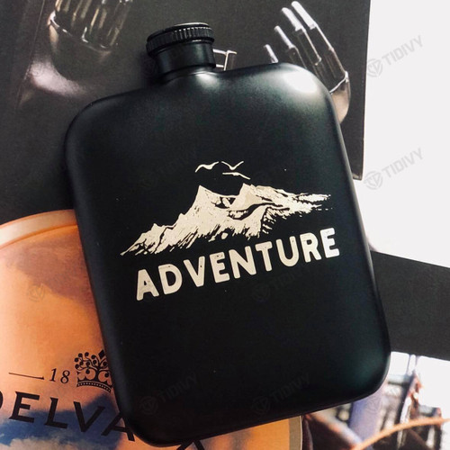 Black Adventure Camping Hip Flask