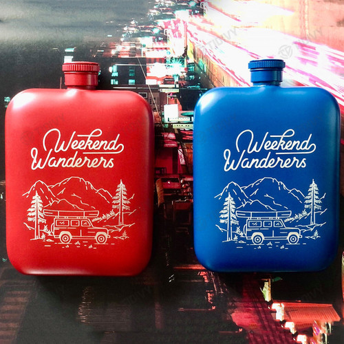 Combo Red And Blue Weekend Camping Hip Flask