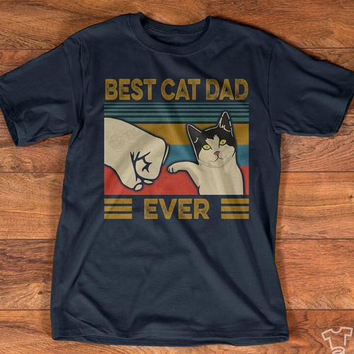 Best Cat Dad Ever Retro Vintage Graphic Unisex T Shirt, Sweatshirt, Hoodie Size S - 5XL