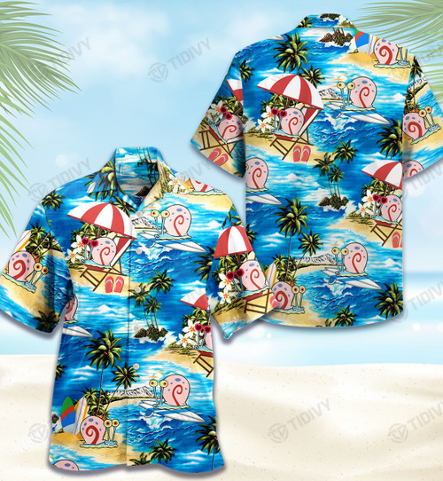 Spongebob Gary All Over Printed Hawaiian Shirt Size S - 5XL
