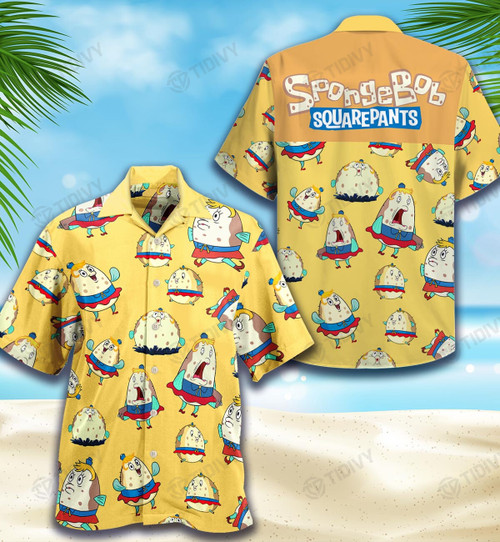 Spongebob Mrs. Puff All Over Printed Hawaiian Shirt Size S - 5XL