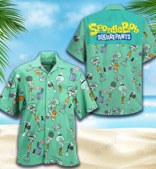 Spongebob Squid Ward All Over Printed Hawaiian Shirt Size S - 5XL