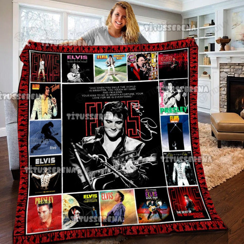 Elvis Presley Albums cover Elvis Presley King Of Rock Elvis Movie 2022 Merry Christmas Xmas Gift Premium Quilt Blanket Size Throw, Twin, Queen, King, Super King