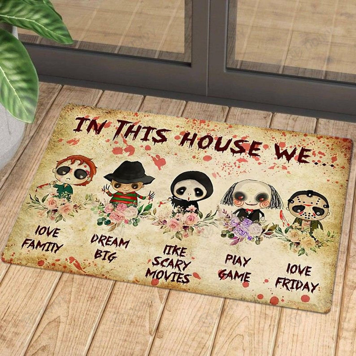 Horror Welcome In This house Horror Characters Halloween Horror Movie Michael Myers Freddy Krueger Jason Voorhees Doormat