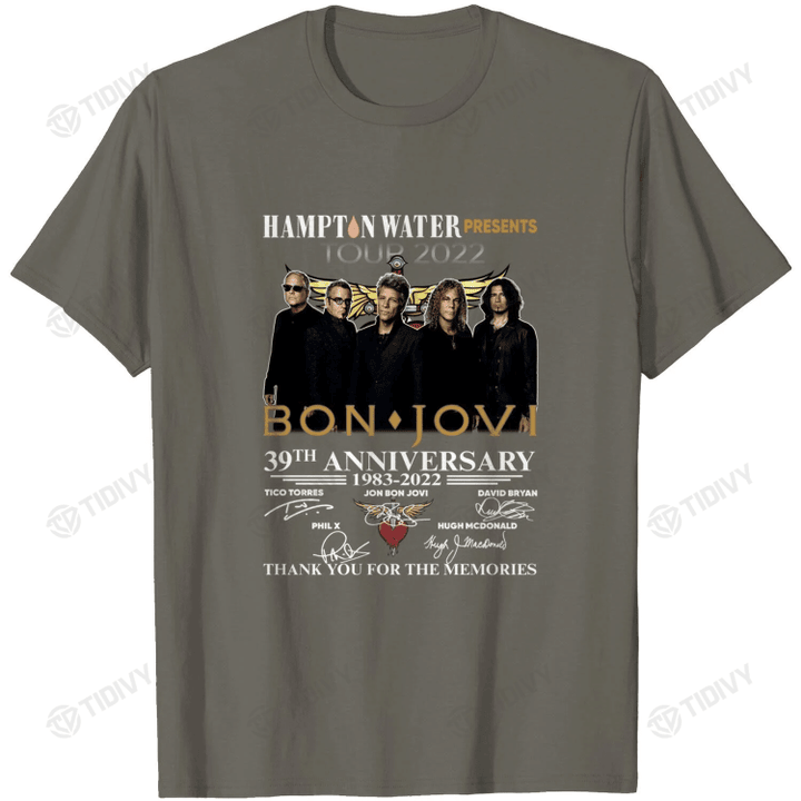 Bon Jovi Hampton Water Tour 2022 Bon Jovi 39th Anniversary 1983 2022 Thank You For The Memories Graphic Unisex T Shirt, Sweatshirt, Hoodie Size S - 5XL