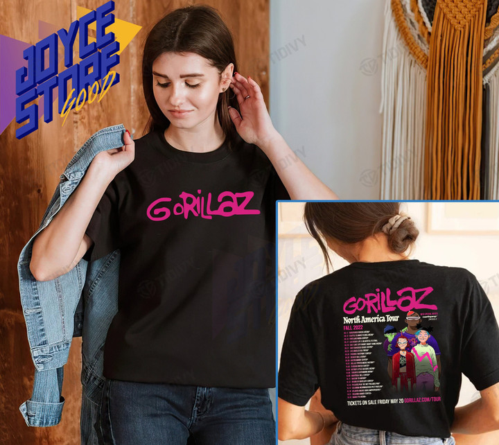 Gorillaz North America Tour Fall 2022 Gorillaz Music Concert 2022 Two Sided Graphic Unisex T Shirt, Sweatshirt, Hoodie Size S - 5XL