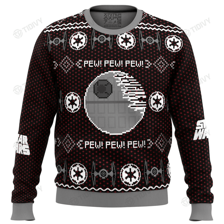 Pew Pew Pew Merry Christmas Star War Xmas Gift Darth Vader Baby Yoda Stormtrooper Ugly Sweater
