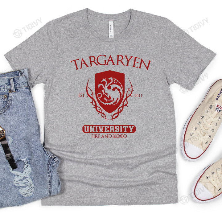 Targaryen University Fire And Blood House of the Dragon Daemon Targaryen Rhaenyra Targaryen Game Of Thrones Graphic Unisex T Shirt, Sweatshirt, Hoodie Size S - 5XL