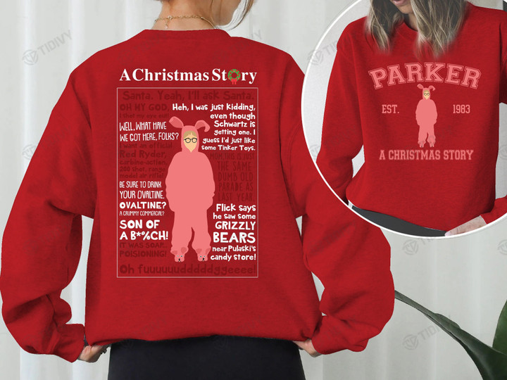 Parker Est 1983 Funny A Christmas Story Christmas Classic Movie Merry Christmas Two Sided Graphic Unisex T Shirt, Sweatshirt, Hoodie Size S - 5XL