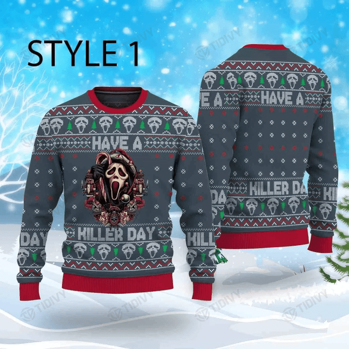 Halloween Horror Movie Killers The Ghostface Scream Merry Christmas Have A Killer Day Xmas Gift Ugly Sweater