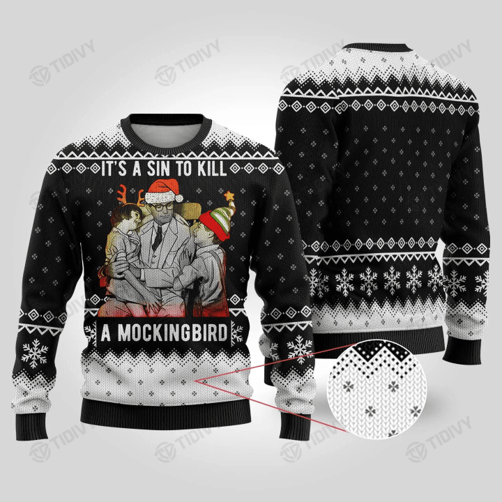 It's A Sin To Kill A Mockingbird Merry Christmas Xmas Tree Xmas Gift Ugly Sweater