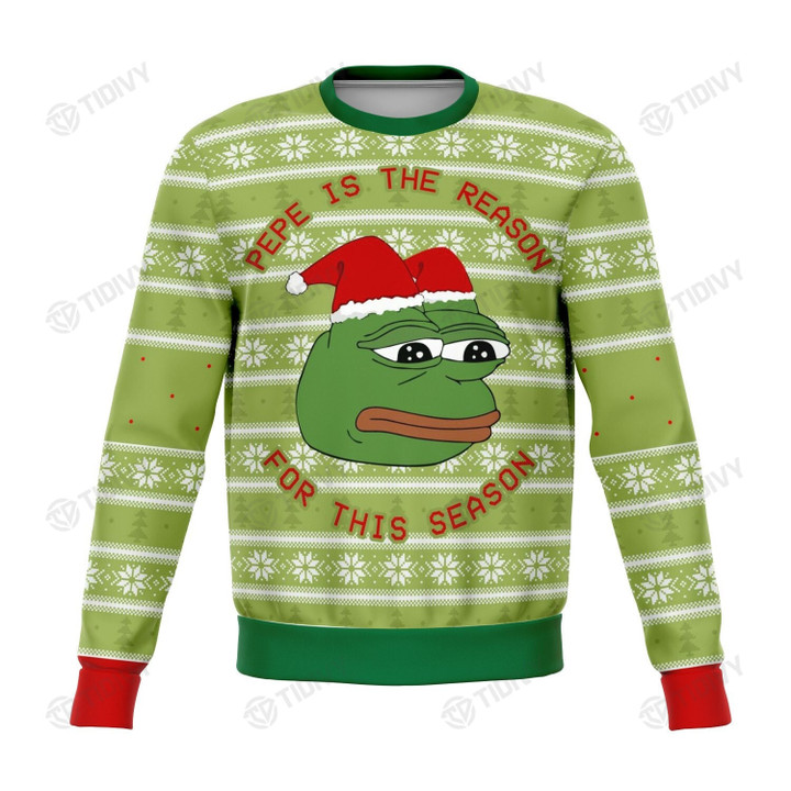 2022 Pepe Is The Reason For This Season Funny The Frog Dank Meme The Muppet Show Merry Christmas Xmas Tree Xmas Gift Ugly Sweater