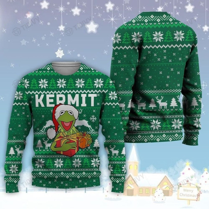 The Muppets Show Kermit The Frog Merry Christmas Xmas Tree Xmas Gift Ugly Sweater