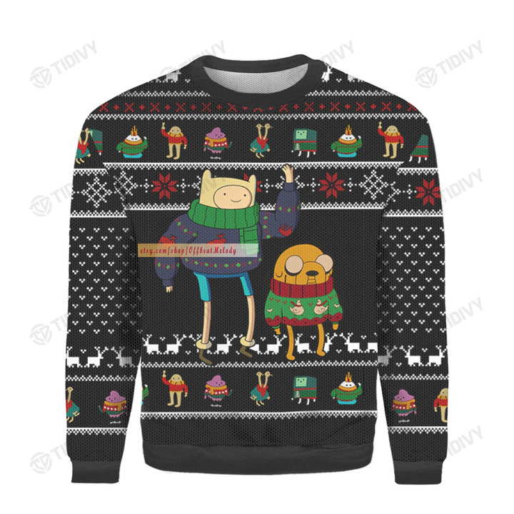 Adventure Time Finn and Jake Merry Christmas Xmas Tree Xmas Gift Ugly Sweater