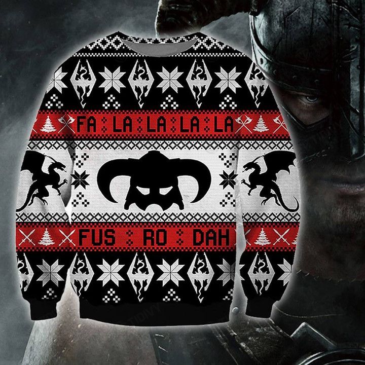 Fa La La La La Fus ro dah game meme Merry Christmas Xmas Tree Xmas Gift Ugly Sweater