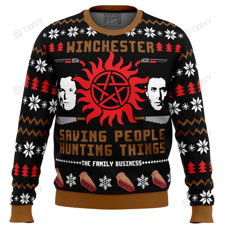 Winchesters Saving People Hunting Things Supernatural TV Series Merry Christmas Xmas Tree Xmas Gift Ugly Sweater