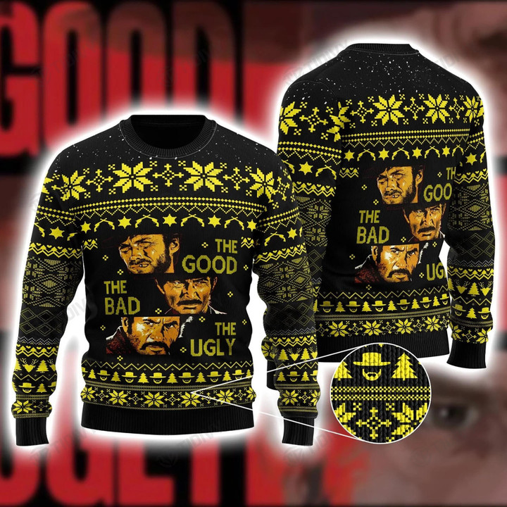 The Good The Bad and The Ugly Dollars TRilogy Merry Christmas Xmas Tree Xmas Gift Ugly Sweater